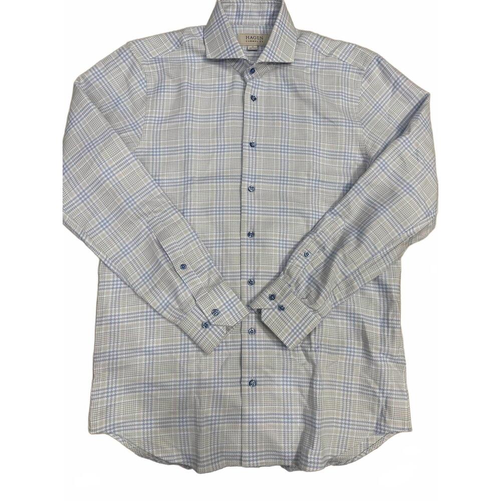 NEW HAGEN men's button down shirt in blue/white